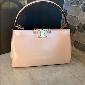 Tory Burch Mini Eleanor satchel handbag in a light pink
